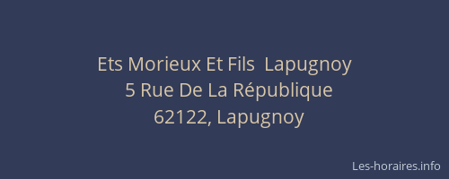 Ets Morieux Et Fils  Lapugnoy