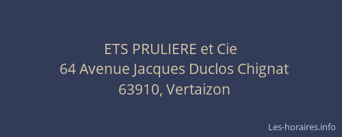 ETS PRULIERE et Cie