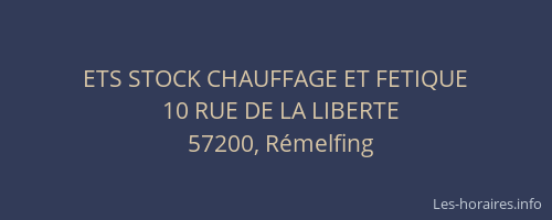 ETS STOCK CHAUFFAGE ET FETIQUE