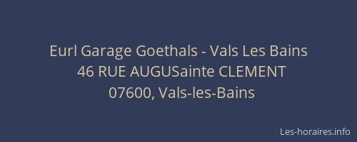 Eurl Garage Goethals - Vals Les Bains