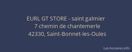 EURL GT STORE - saint galmier
