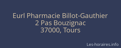 Eurl Pharmacie Billot-Gauthier