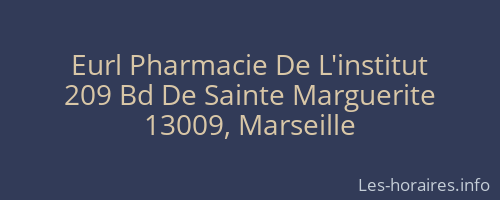Eurl Pharmacie De L'institut