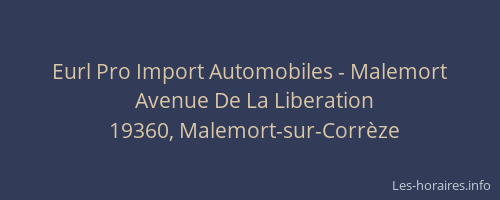 Eurl Pro Import Automobiles - Malemort