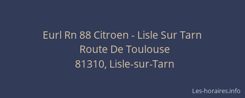 Eurl Rn 88 Citroen - Lisle Sur Tarn