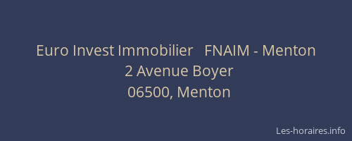 Euro Invest Immobilier   FNAIM - Menton