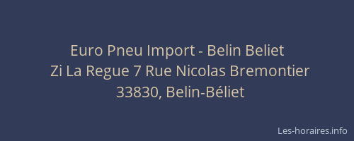 Euro Pneu Import - Belin Beliet