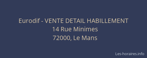 Eurodif - VENTE DETAIL HABILLEMENT