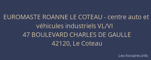 EUROMASTE ROANNE LE COTEAU - centre auto et véhicules industriels VL/VI