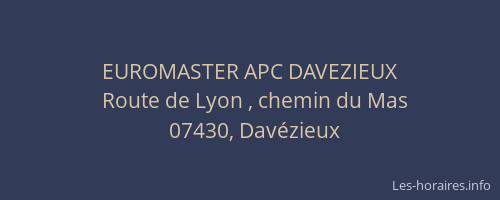 EUROMASTER APC DAVEZIEUX