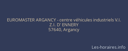 EUROMASTER ARGANCY - centre véhicules industriels V.I.