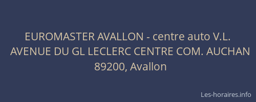 EUROMASTER AVALLON - centre auto V.L.