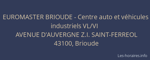 EUROMASTER BRIOUDE - Centre auto et véhicules industriels VL/VI