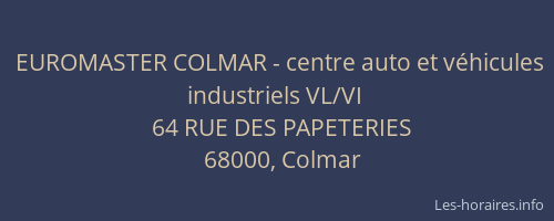 EUROMASTER COLMAR - centre auto et véhicules industriels VL/VI