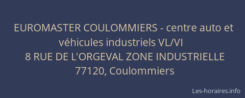 EUROMASTER COULOMMIERS - centre auto et véhicules industriels VL/VI