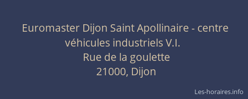 Euromaster Dijon Saint Apollinaire - centre véhicules industriels V.I.