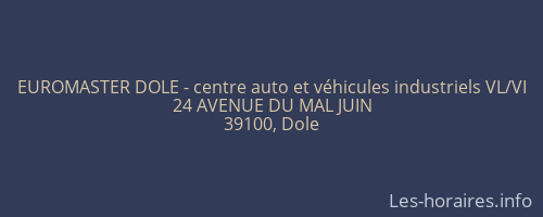 EUROMASTER DOLE - centre auto et véhicules industriels VL/VI