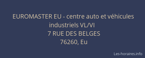 EUROMASTER EU - centre auto et véhicules industriels VL/VI