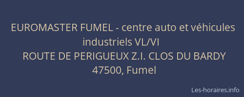 EUROMASTER FUMEL - centre auto et v&eacute;hicules industriels VL/VI