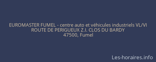 EUROMASTER FUMEL - centre auto et véhicules industriels VL/VI
