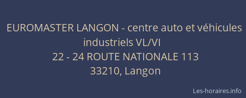 EUROMASTER LANGON - centre auto et véhicules industriels VL/VI