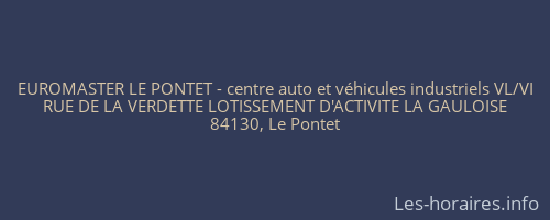 EUROMASTER LE PONTET - centre auto et véhicules industriels VL/VI