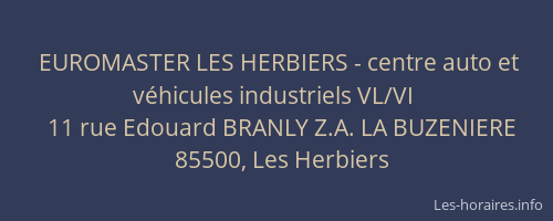 EUROMASTER LES HERBIERS - centre auto et véhicules industriels VL/VI