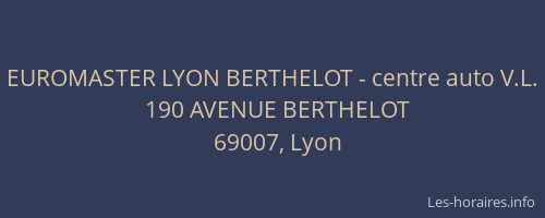 EUROMASTER LYON BERTHELOT - centre auto V.L.