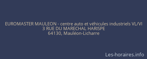 EUROMASTER MAULEON - centre auto et véhicules industriels VL/VI