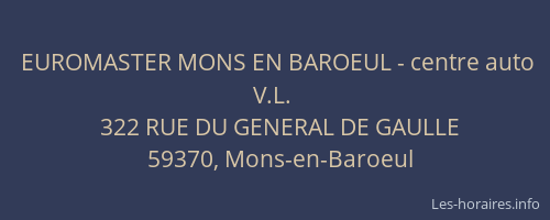 EUROMASTER MONS EN BAROEUL - centre auto V.L.