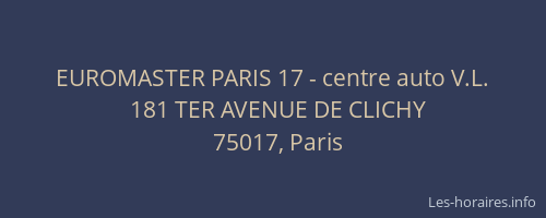 EUROMASTER PARIS 17 - centre auto V.L.