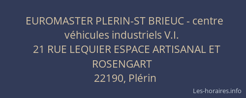EUROMASTER PLERIN-ST BRIEUC - centre véhicules industriels V.I.