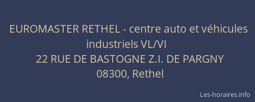 EUROMASTER RETHEL - centre auto et véhicules industriels VL/VI