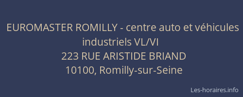 EUROMASTER ROMILLY - centre auto et véhicules industriels VL/VI