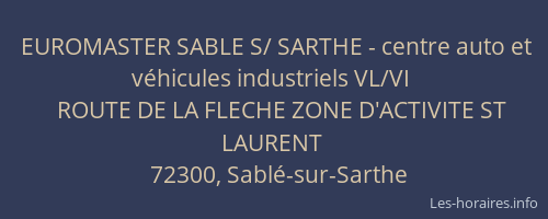 EUROMASTER SABLE S/ SARTHE - centre auto et véhicules industriels VL/VI
