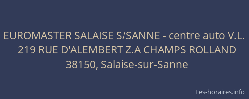 EUROMASTER SALAISE S/SANNE - centre auto V.L.