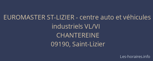 EUROMASTER ST-LIZIER - centre auto et véhicules industriels VL/VI