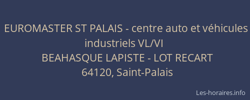 EUROMASTER ST PALAIS - centre auto et véhicules industriels VL/VI