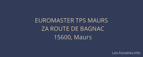 EUROMASTER TPS MAURS