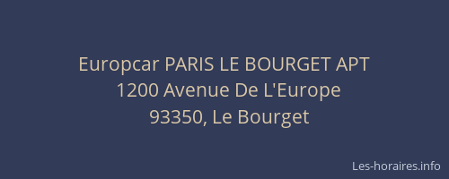 Europcar PARIS LE BOURGET APT