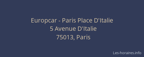 Europcar - Paris Place D'Italie