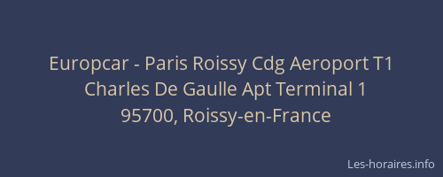 Europcar - Paris Roissy Cdg Aeroport T1