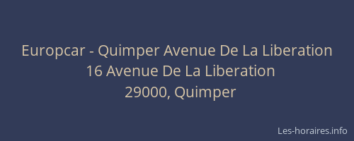 Europcar - Quimper Avenue De La Liberation