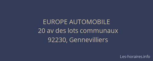 EUROPE AUTOMOBILE