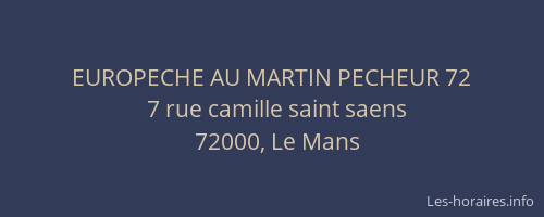 EUROPECHE AU MARTIN PECHEUR 72