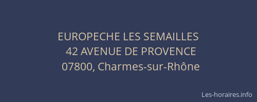 EUROPECHE LES SEMAILLES