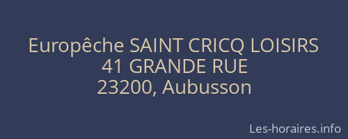 Europêche SAINT CRICQ LOISIRS