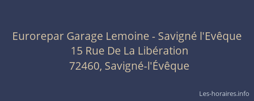 Eurorepar Garage Lemoine - Savign&eacute; l'Ev&ecirc;que
