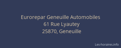 Eurorepar Geneuille Automobiles