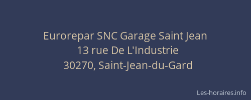 Eurorepar SNC Garage Saint Jean